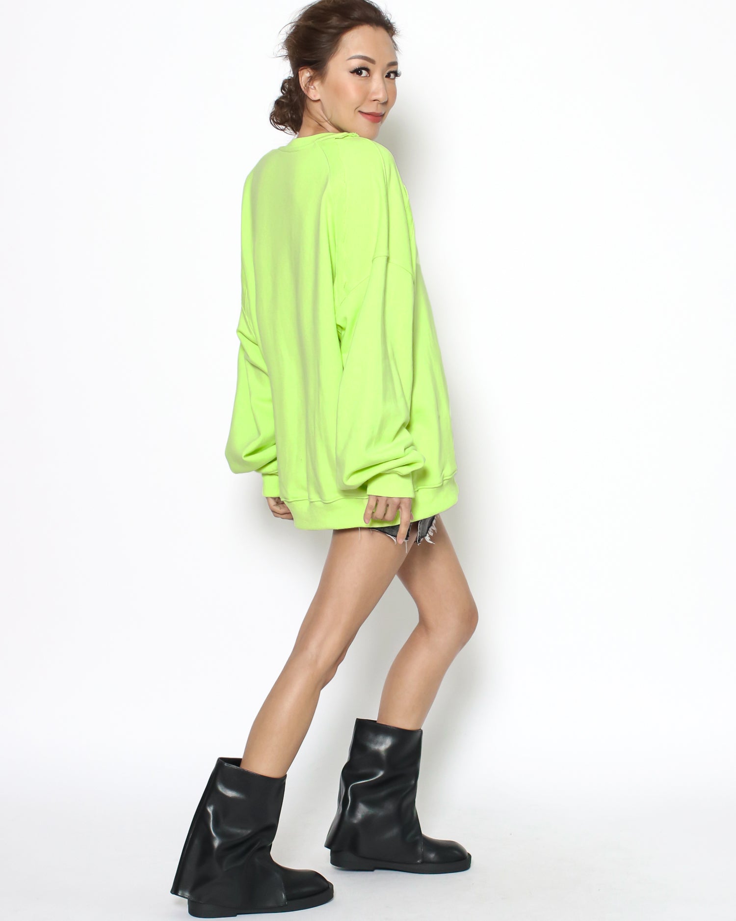 black PU leather split front boots - 36