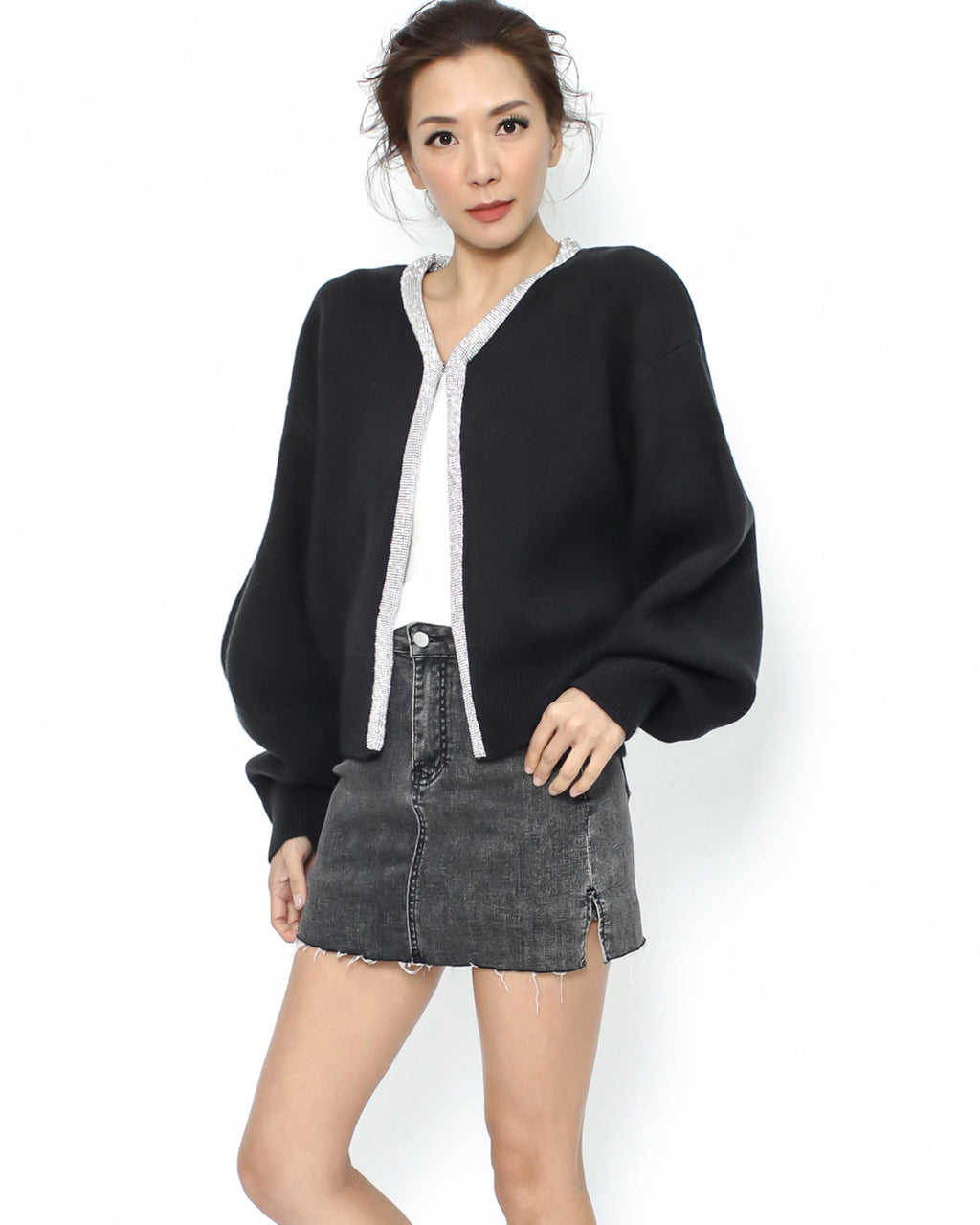 black diamonds trim knitted cardigan *pre-order*