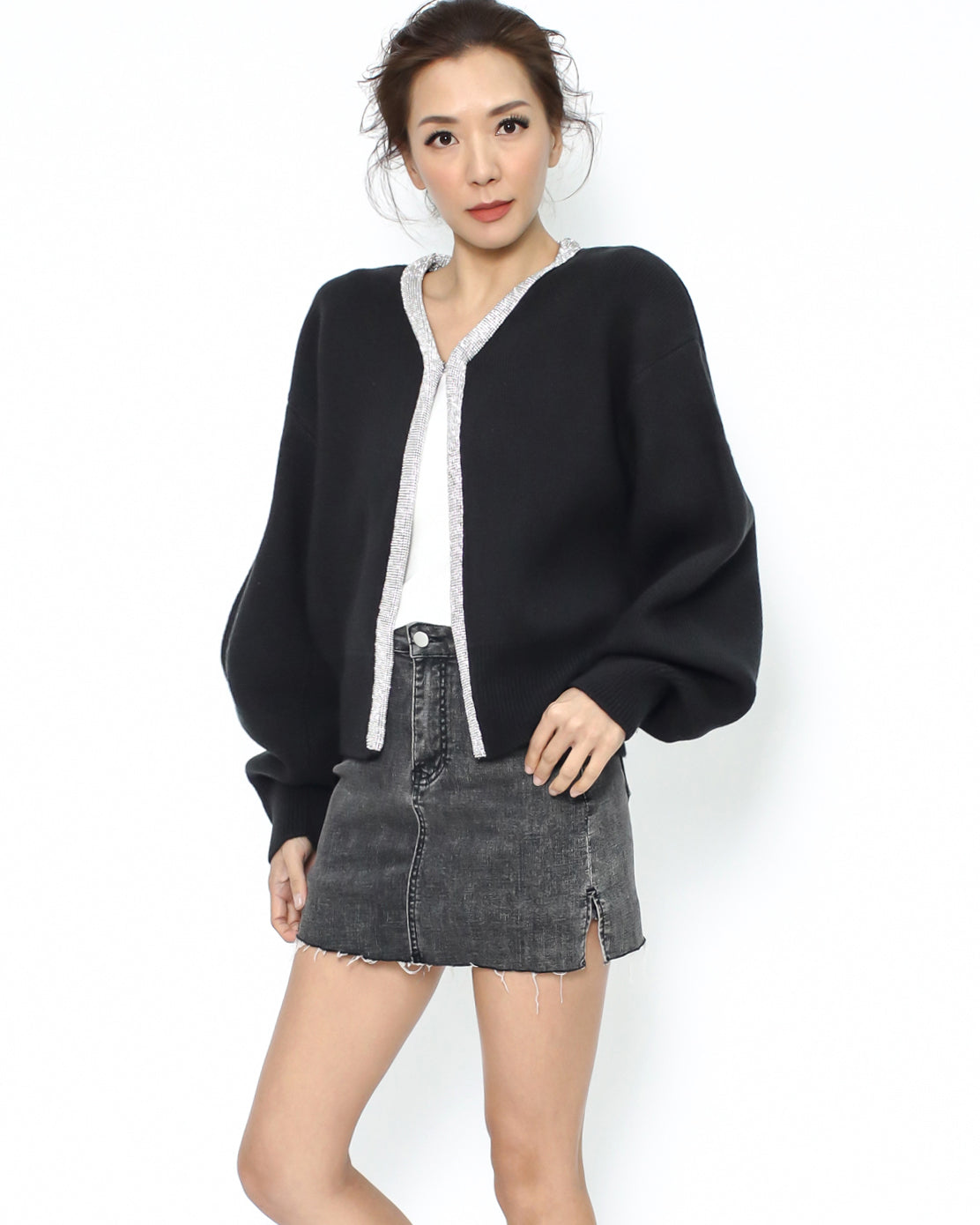 black diamonds trim knitted cardigan *pre-order*
