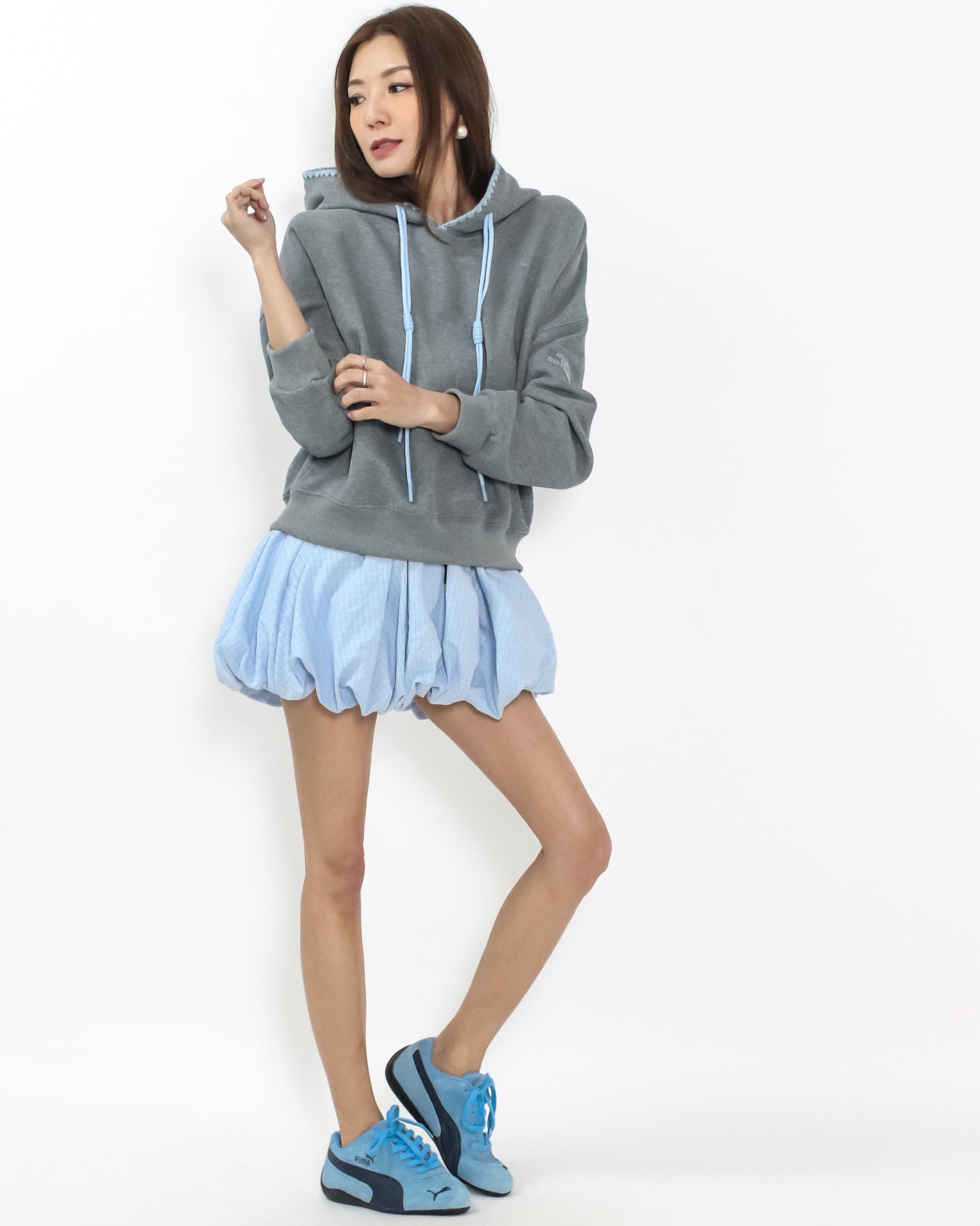 grey w/ blue strings hoodie sweatshirt *pre-order*