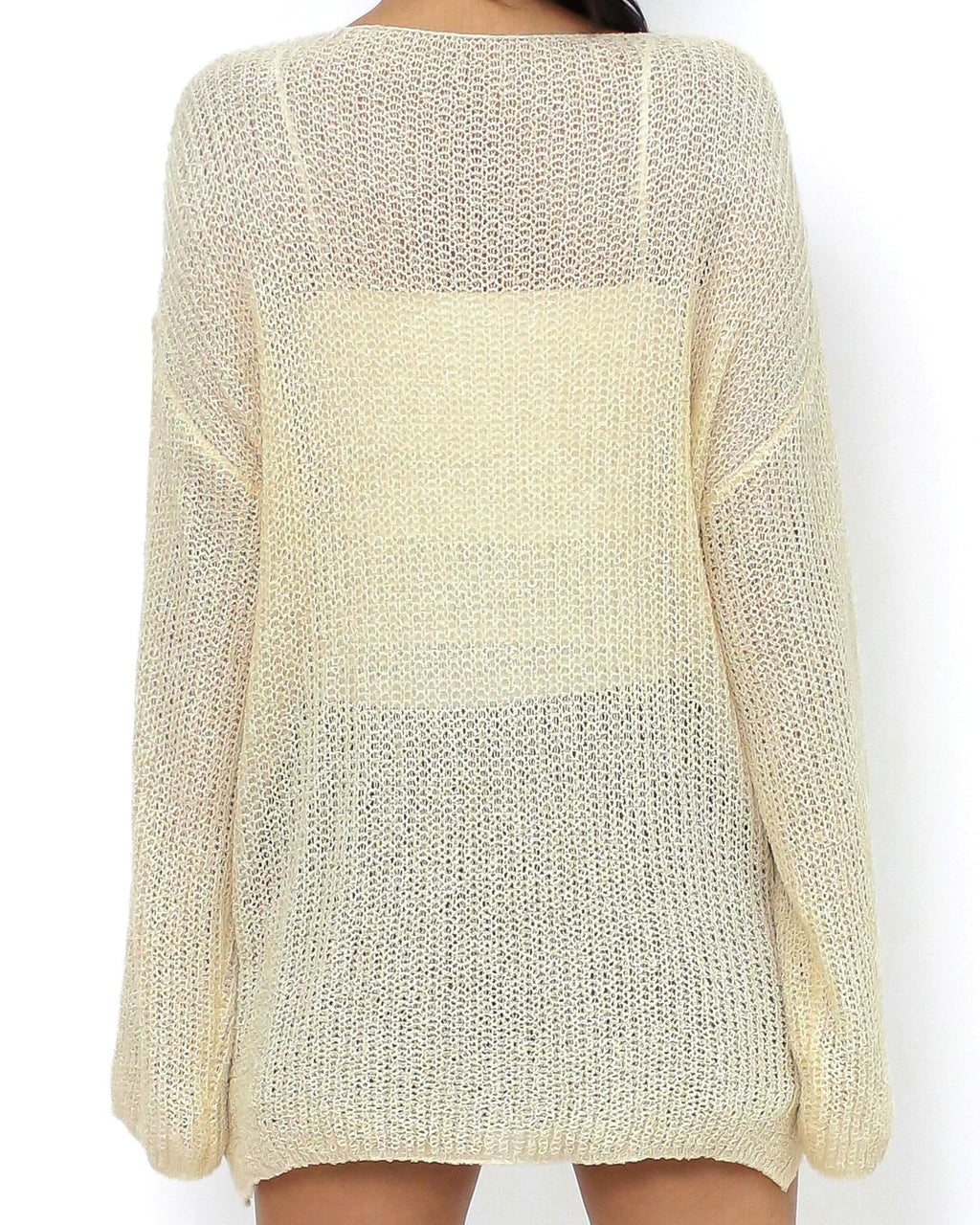 beige V neck summer knitted top *pre-order*