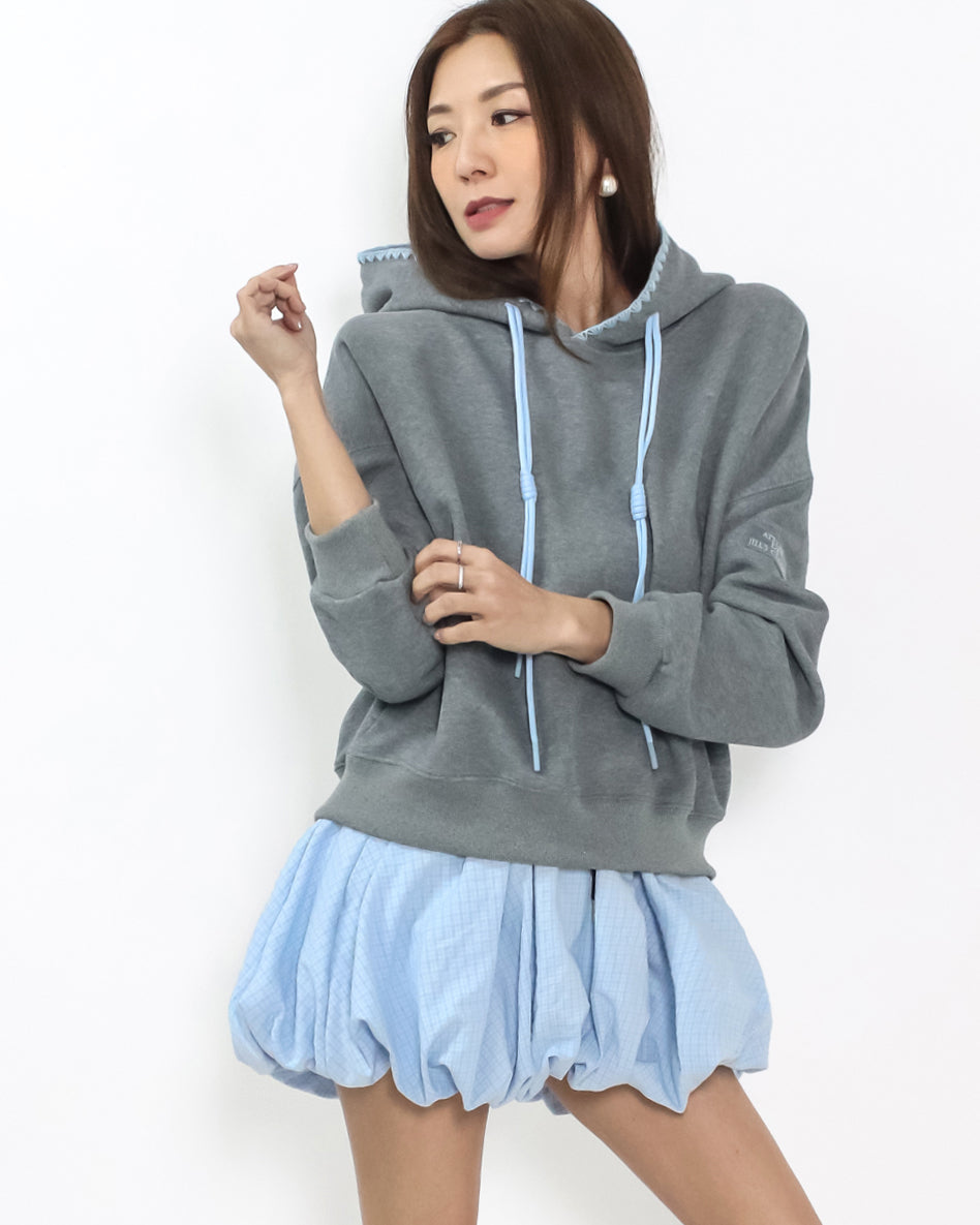 grey w/ blue strings hoodie sweatshirt *pre-order*