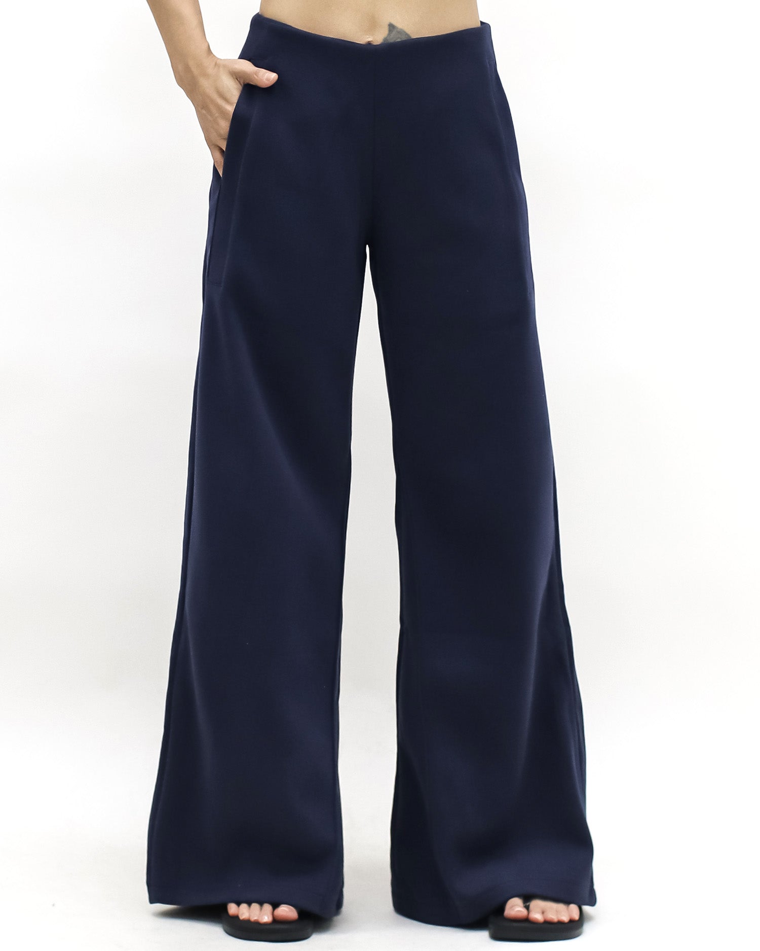 navy sweat wide legs pants *pre-order*