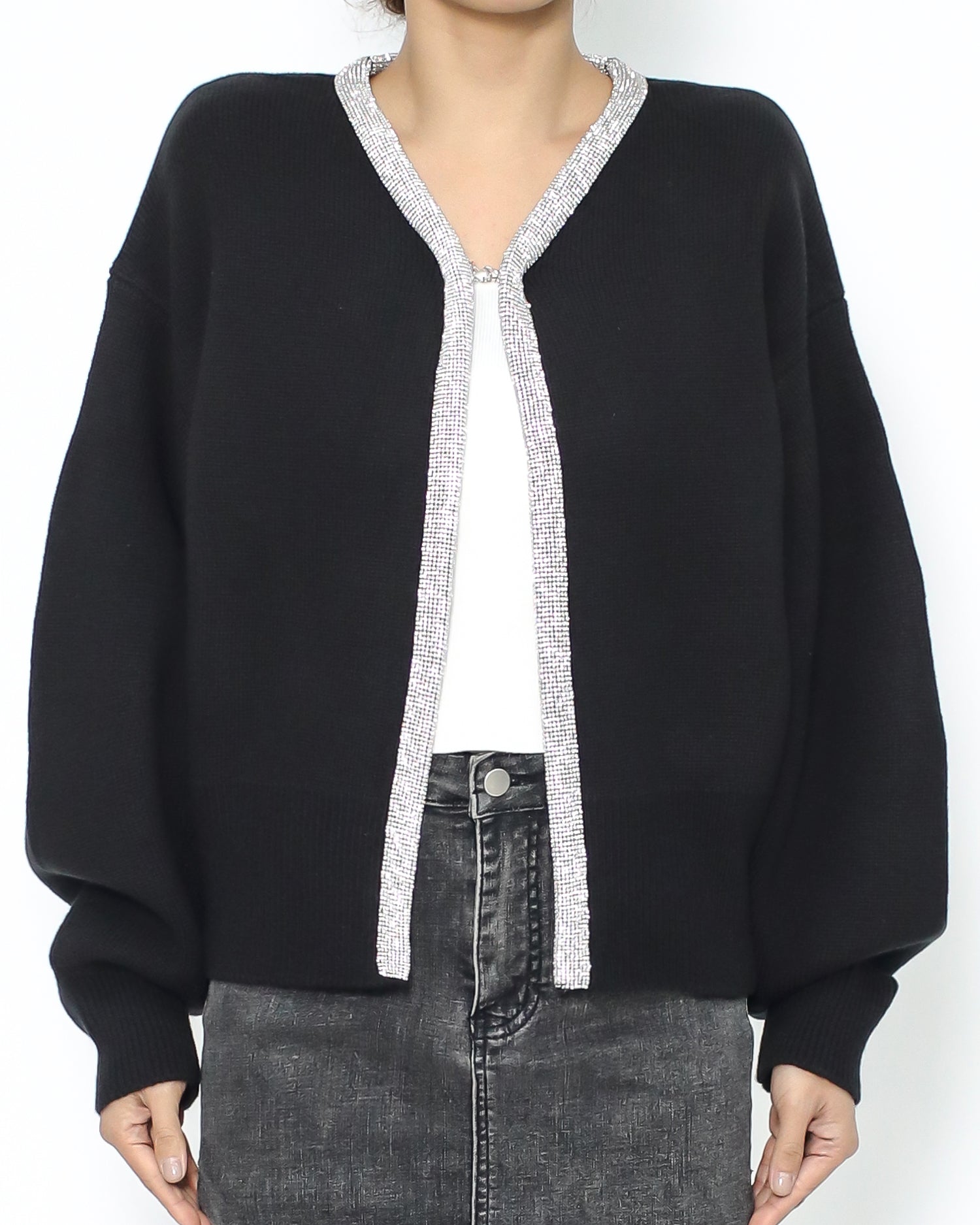 black diamonds trim knitted cardigan *pre-order*