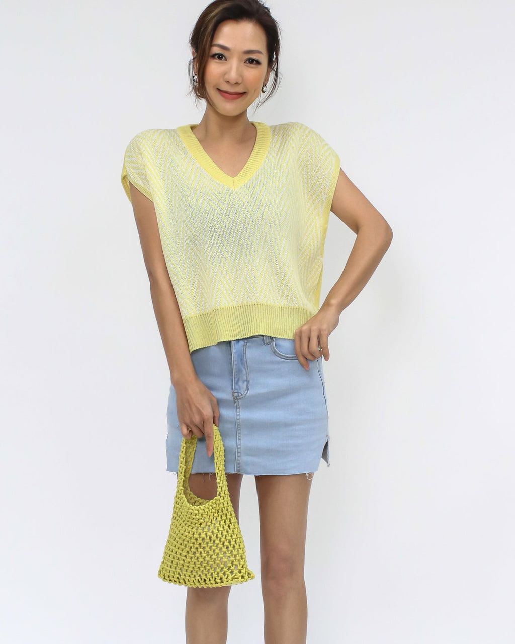 yellow knitted tote bag w/ pouch *pre-order*
