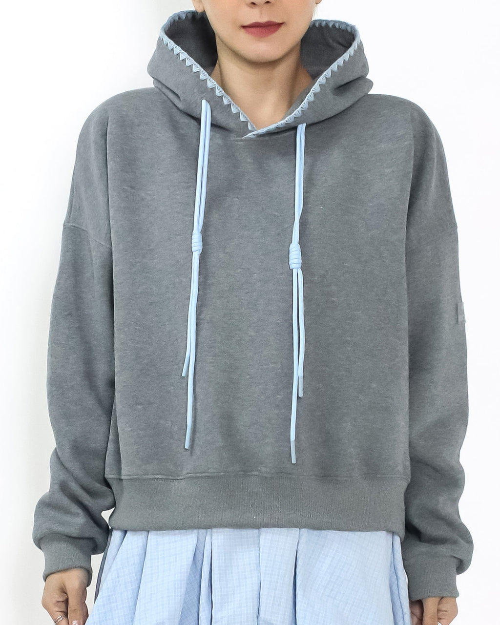 grey w/ blue strings hoodie sweatshirt *pre-order*