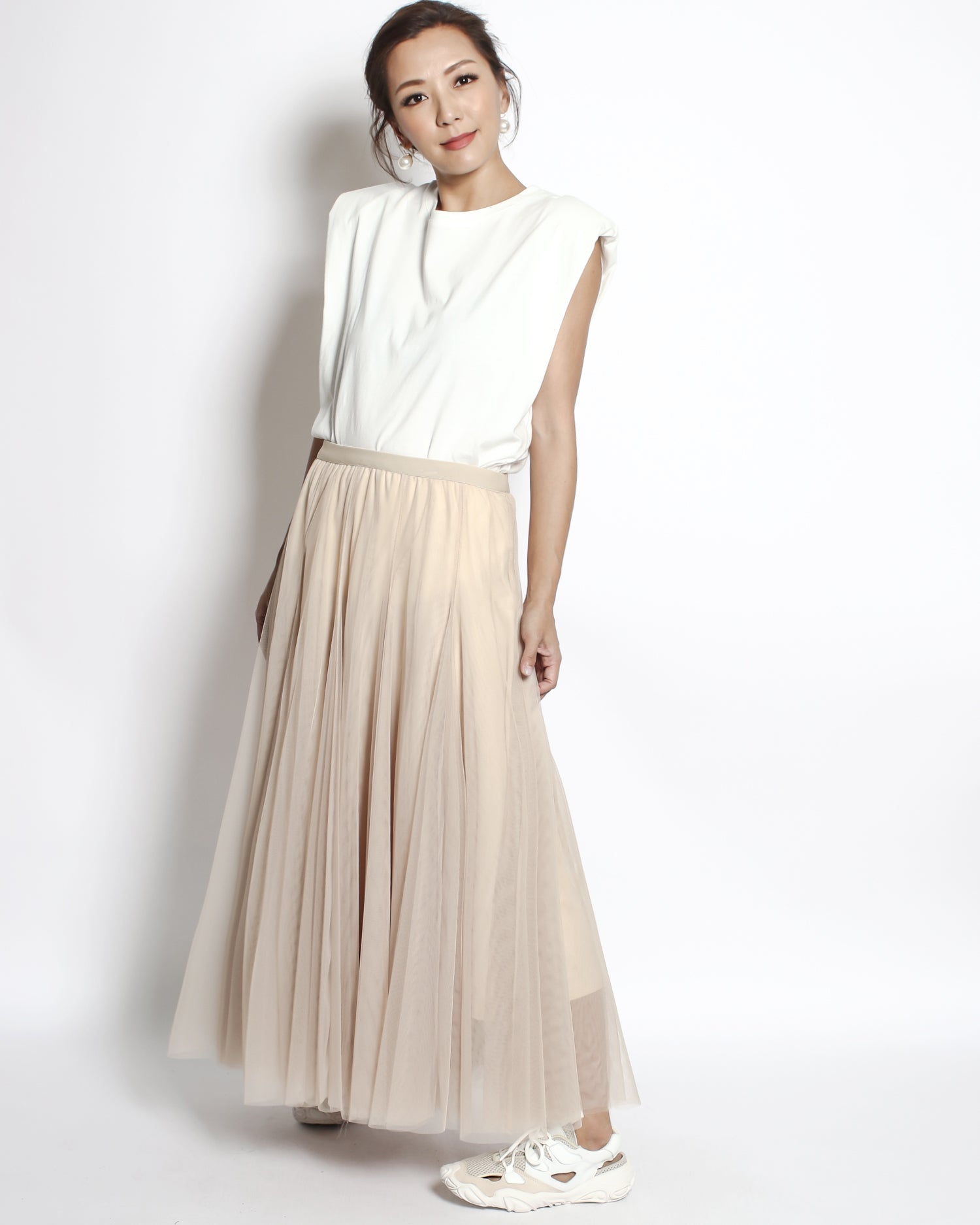 nude mesh longline skirt *pre-order*