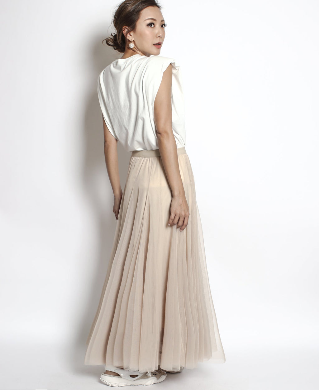 nude mesh longline skirt *pre-order*
