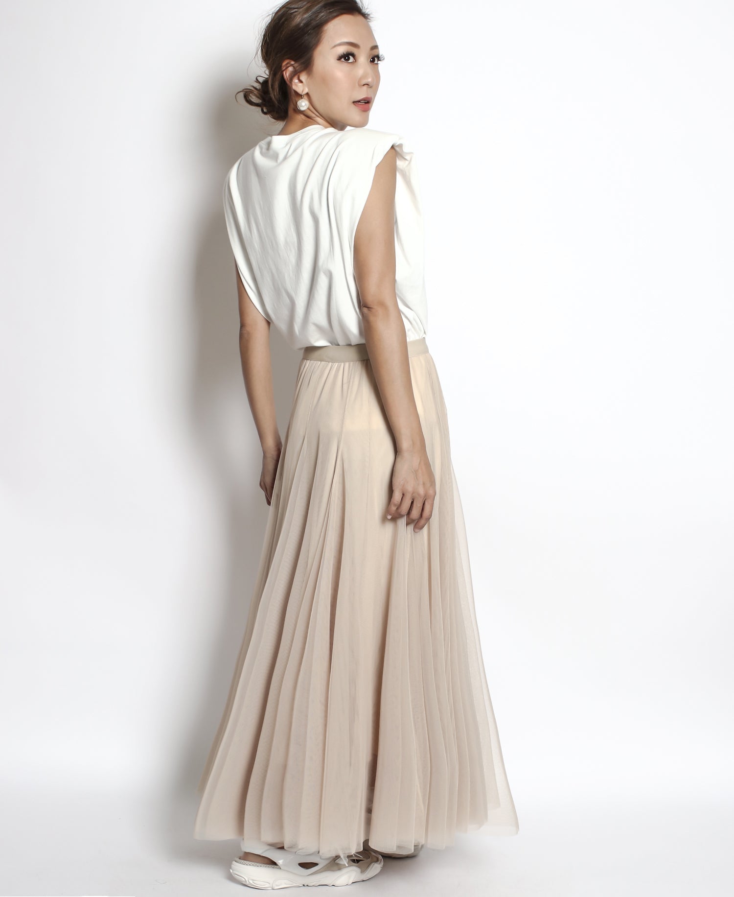 nude mesh longline skirt *pre-order*