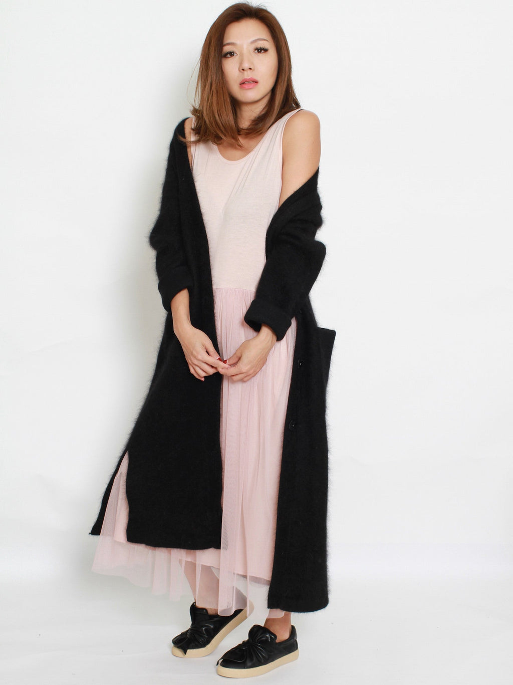 pink mesh layers longline slip dress *pre-order*