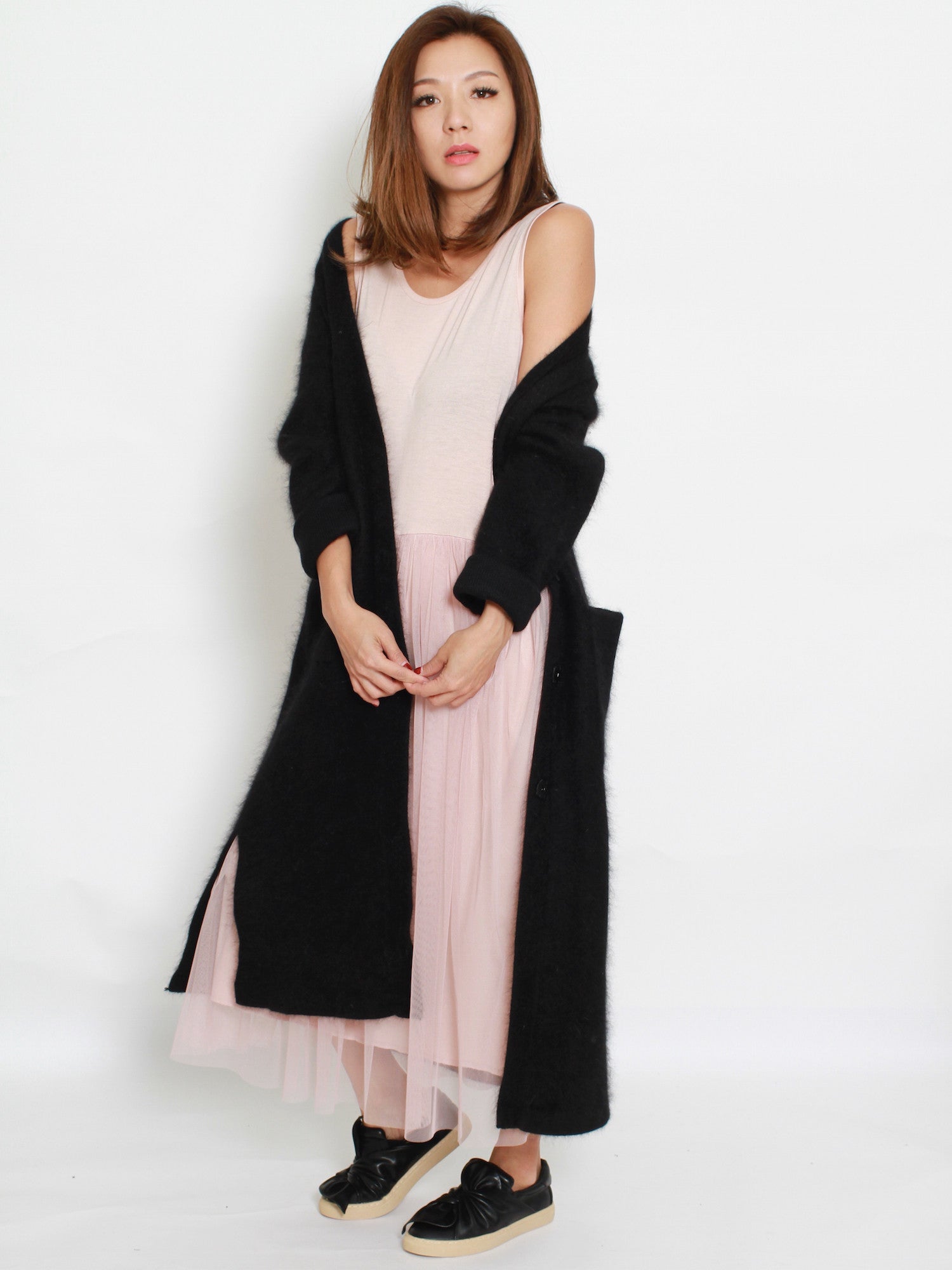 pink mesh layers longline slip dress *pre-order*