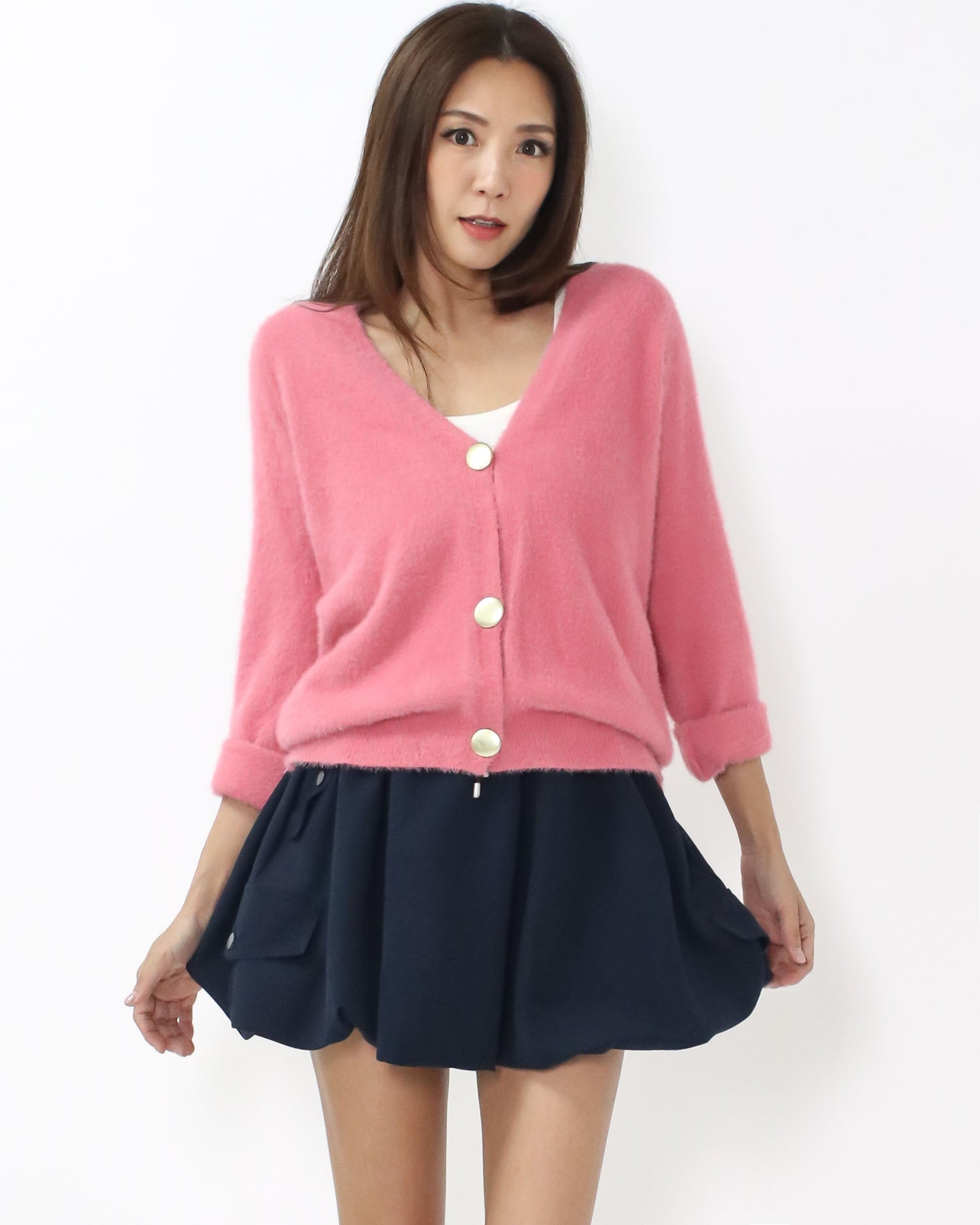 pink fluffy knitted cardigan *pre-order*