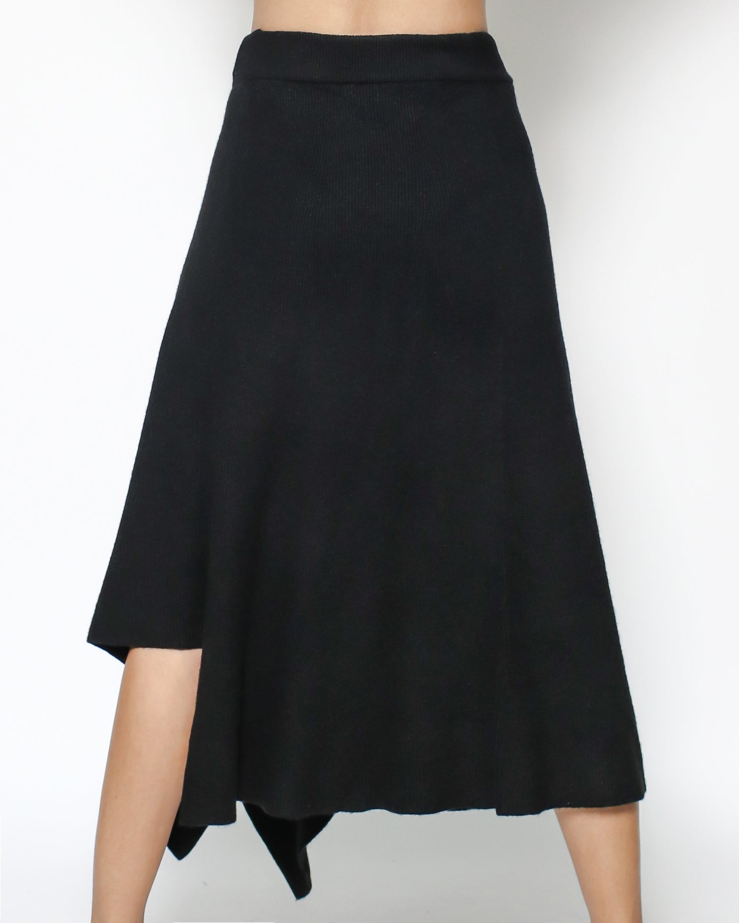 black asymmetric hem knitted skirt *pre-order*