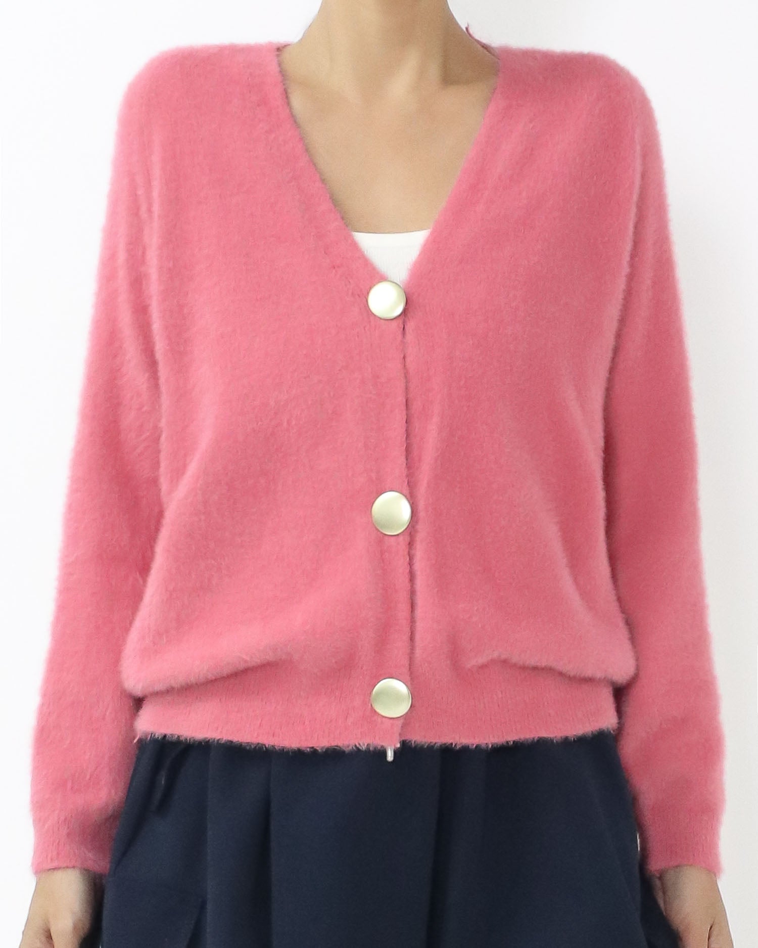 pink fluffy knitted cardigan *pre-order*
