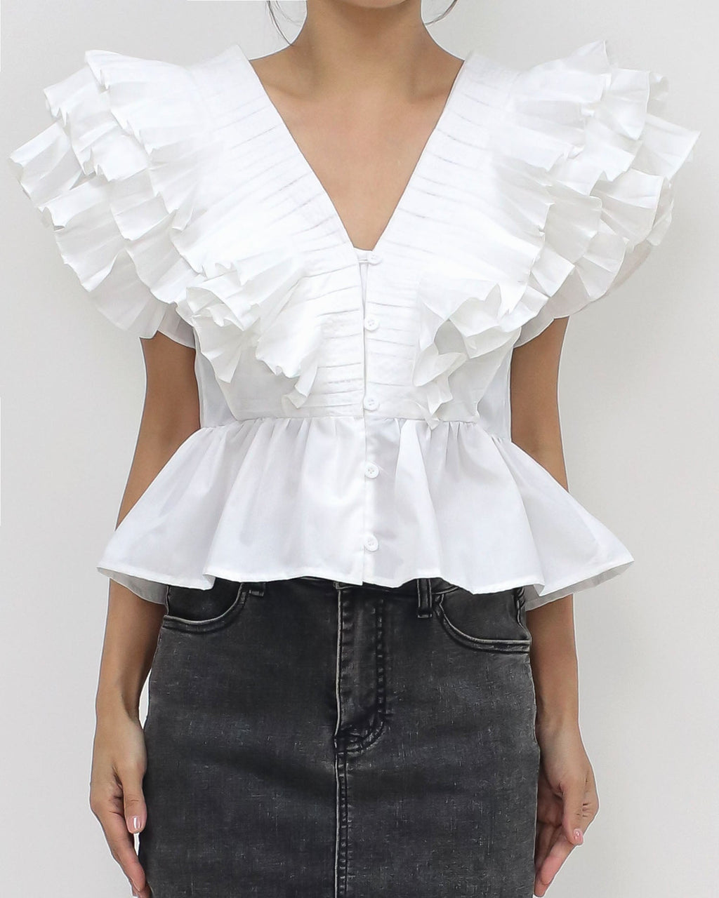 ivory pleats layer shirt top *pre-order*