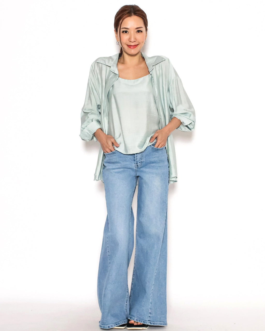 green slinky shirt & vest set *pre-order*