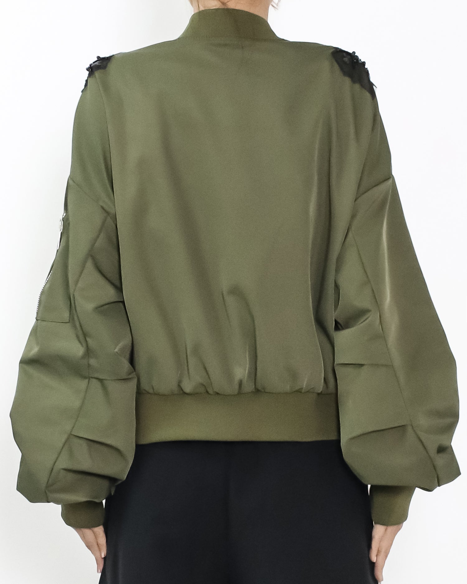 green w/ black mesh beads shoulders jacket *pre-order*