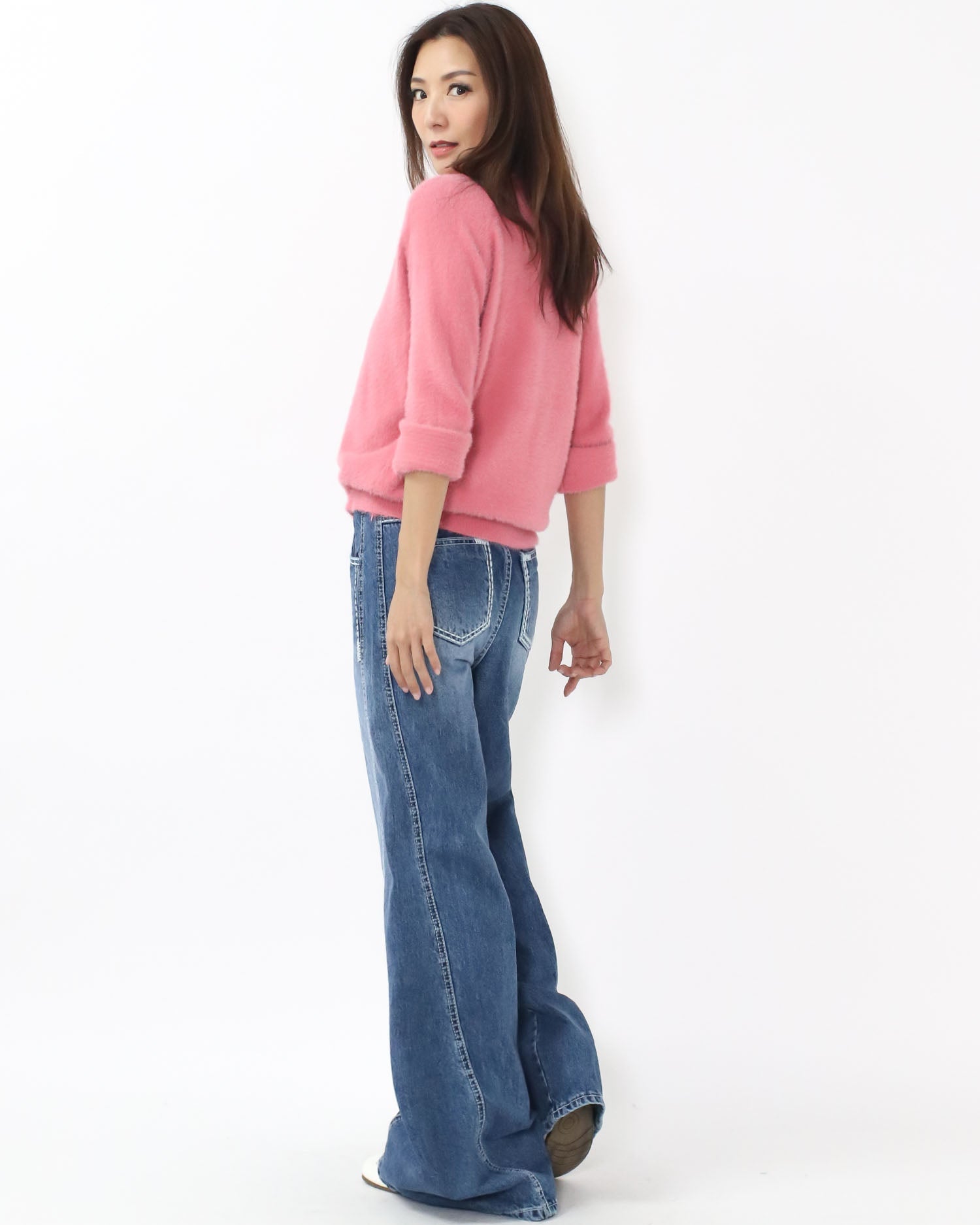 pink fluffy knitted cardigan *pre-order*