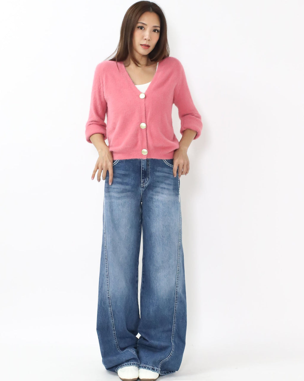 pink fluffy knitted cardigan *pre-order*