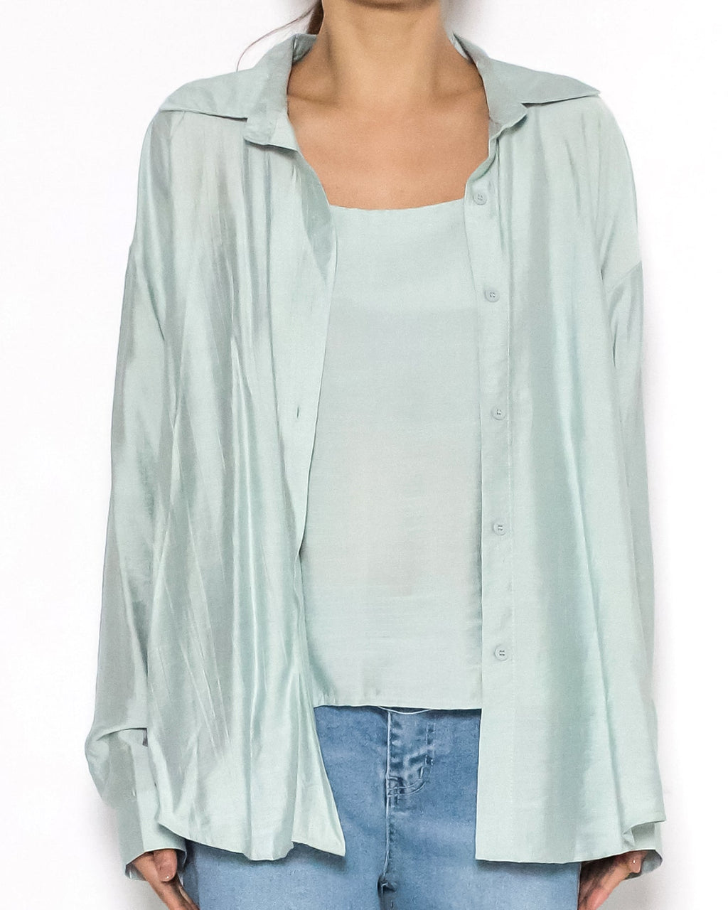 green slinky shirt & vest set *pre-order*