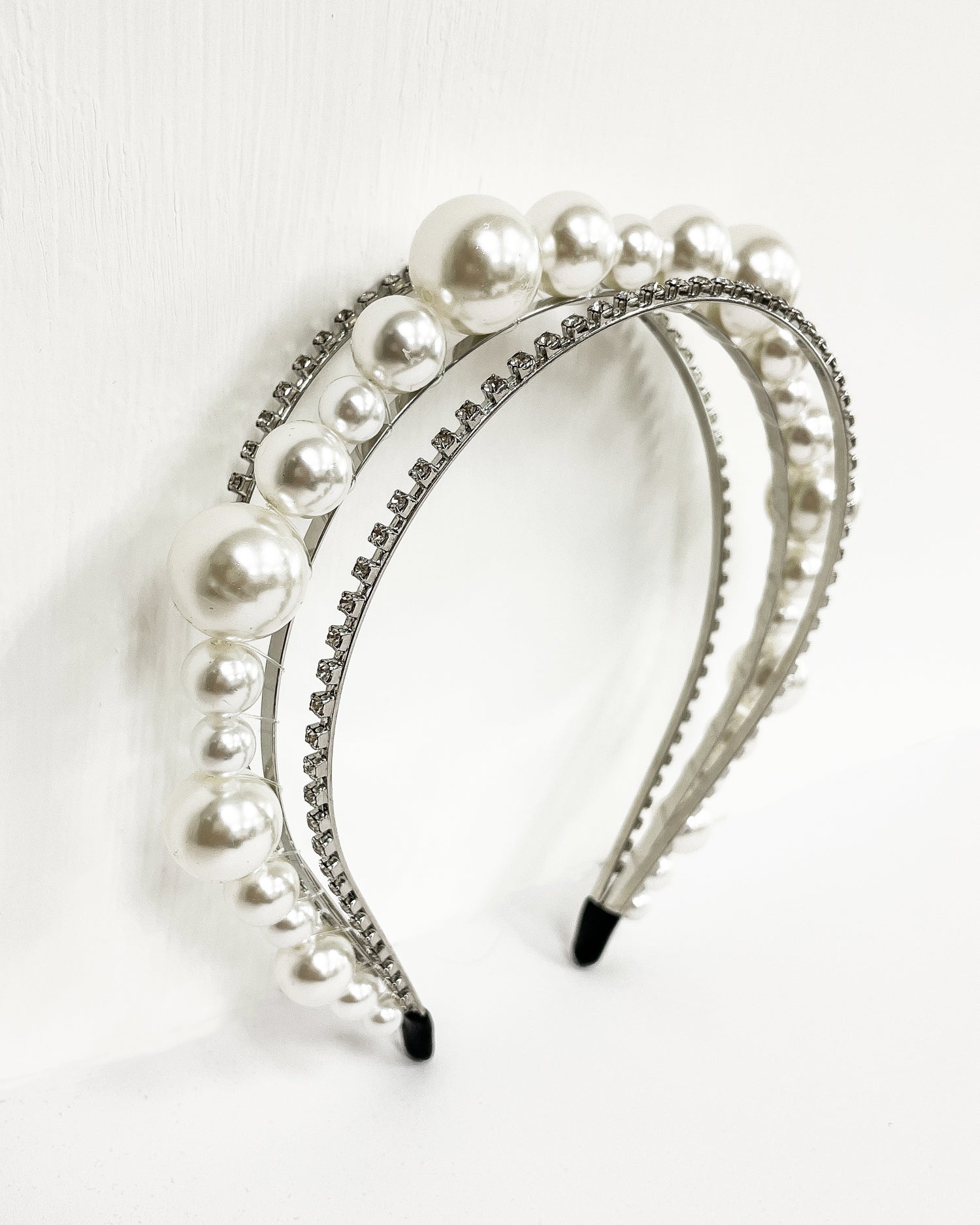 triple pearls & diamonds headband