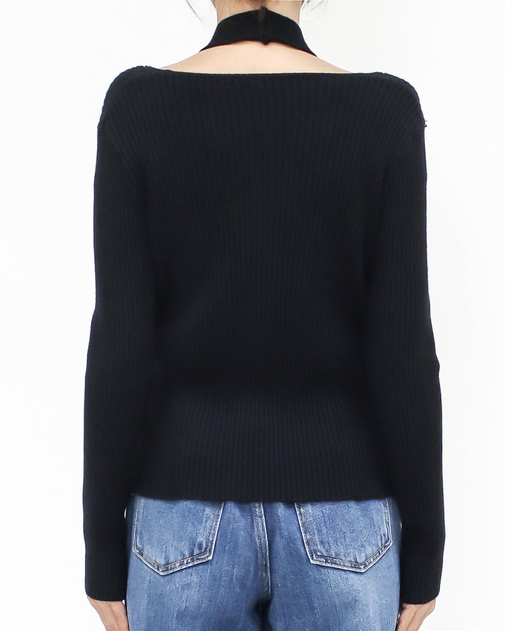 black halter neck twisted knitted top *pre-order*