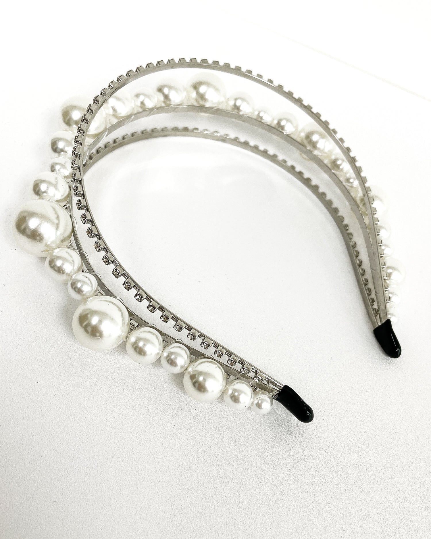 triple pearls & diamonds headband