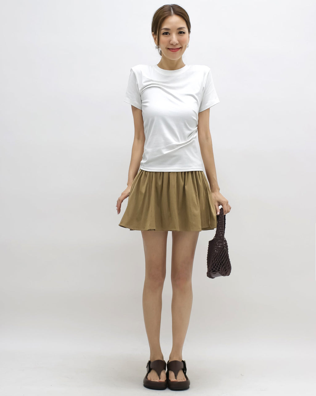 black ruched detail tee