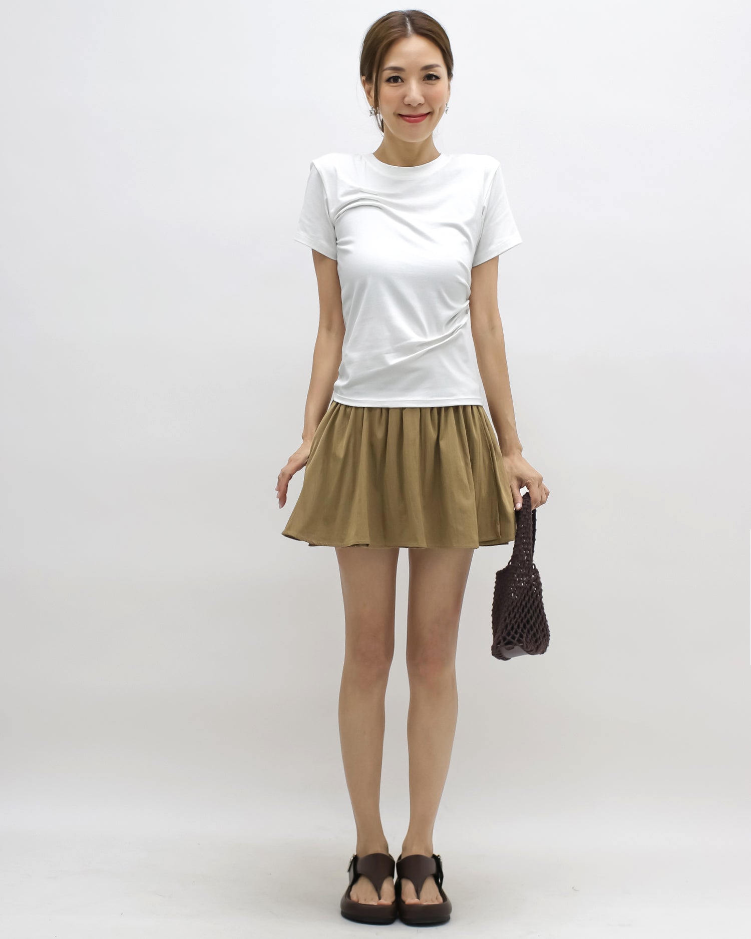 black ruched detail tee