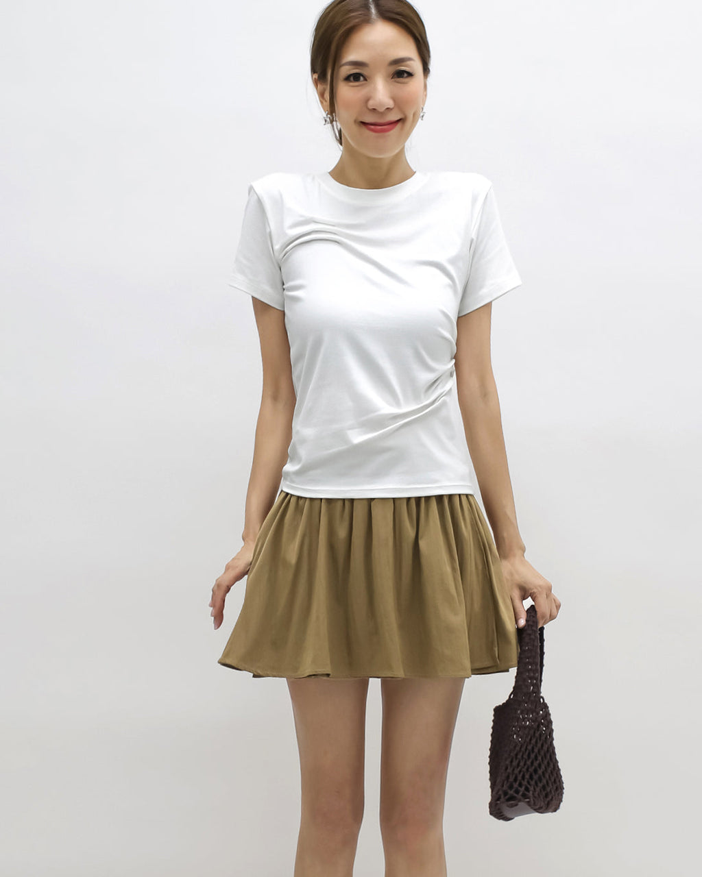 black ruched detail tee