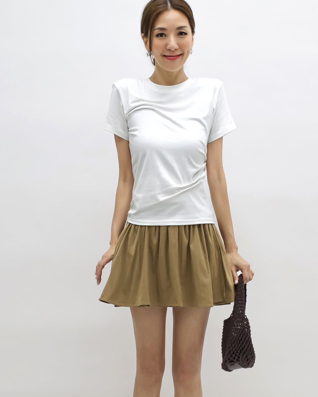 black ruched detail tee