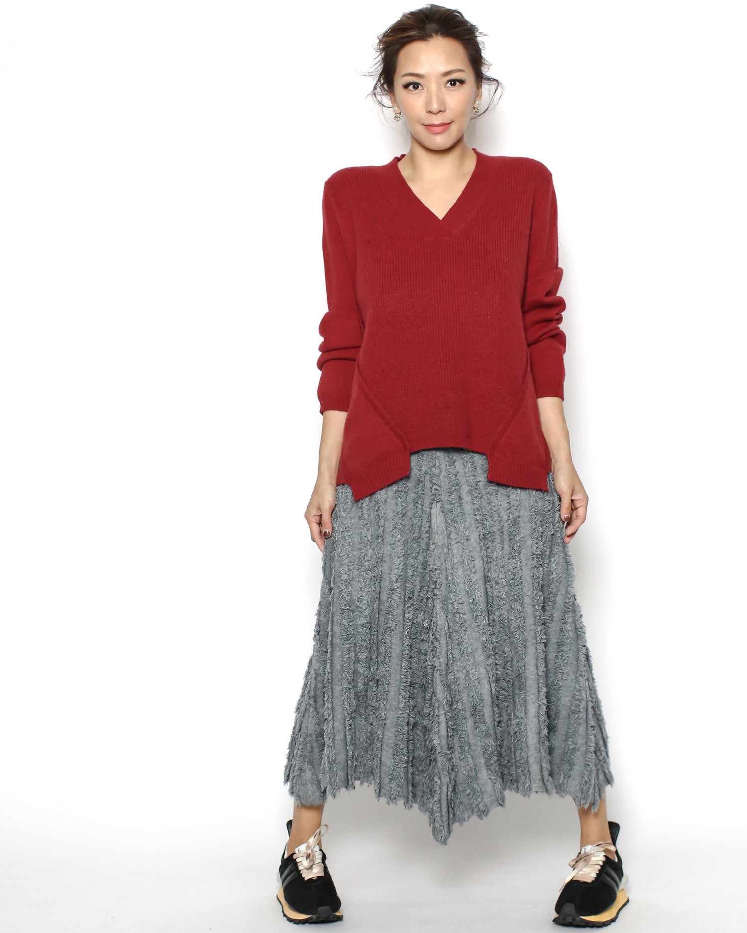 grey tassels knitted skirt *pre-order*