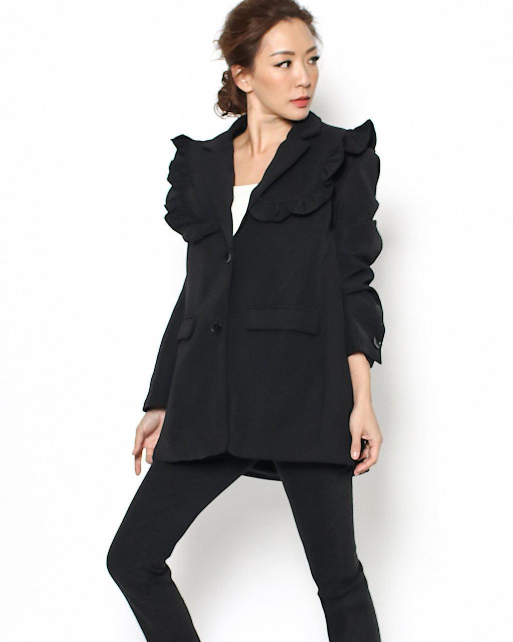 black ruffles blazer *pre-order*