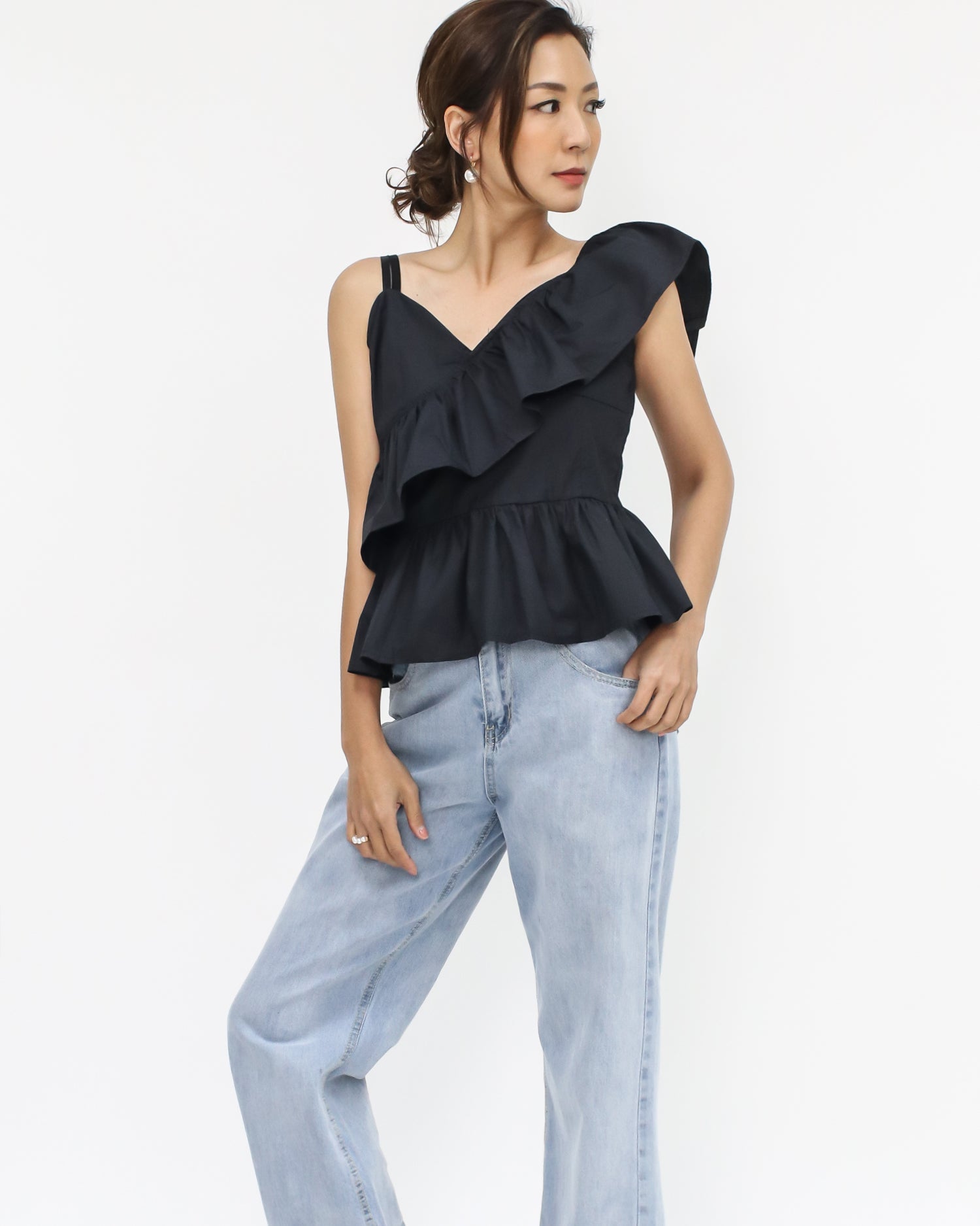 black ruffles shirt top *pre-order*