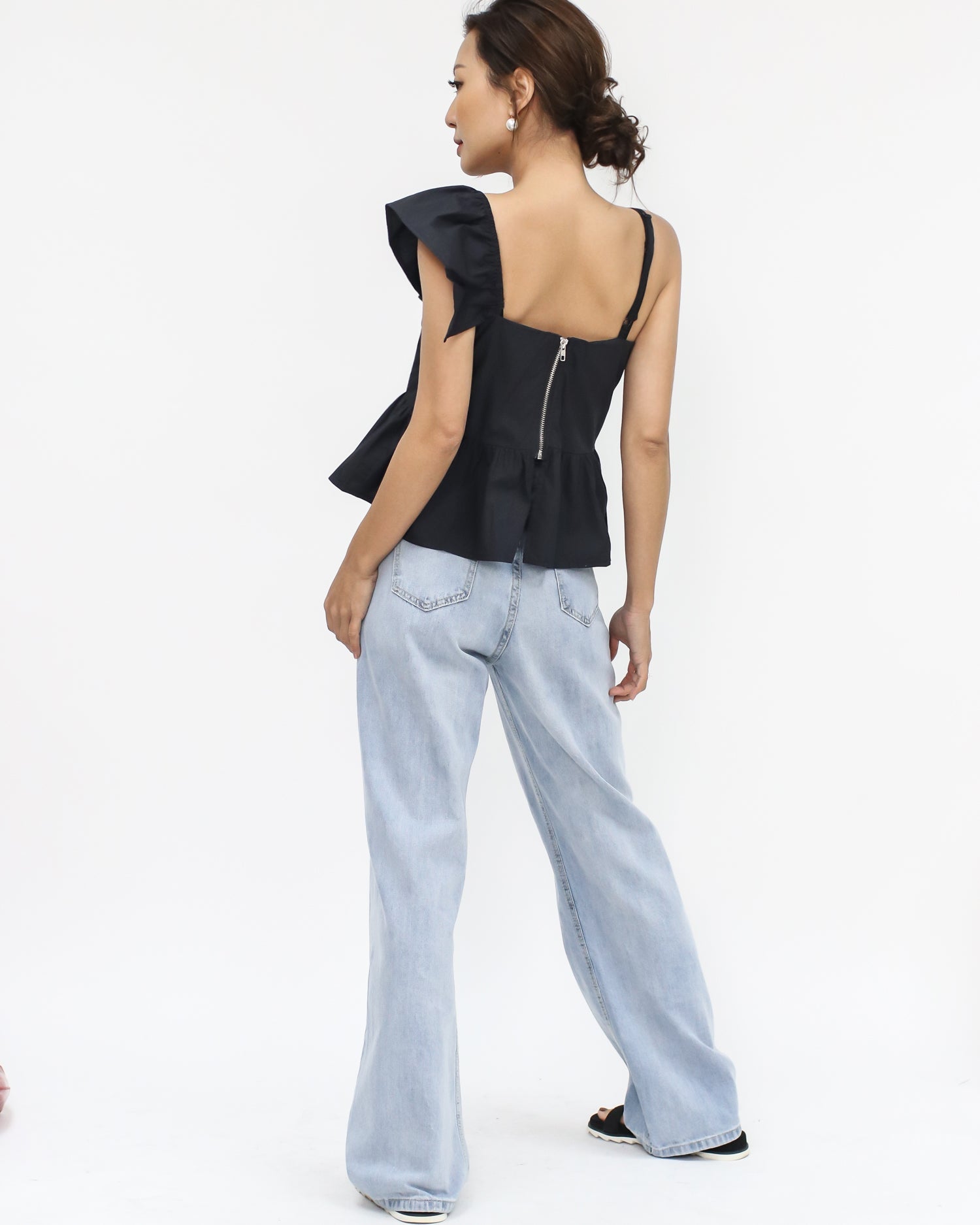 black ruffles shirt top *pre-order*