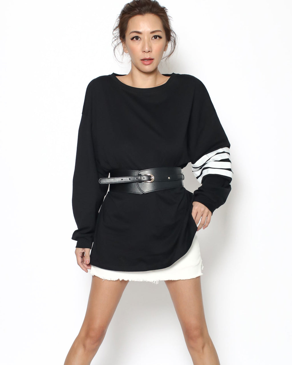 black PU leather stretch back wide belt *pre-order*