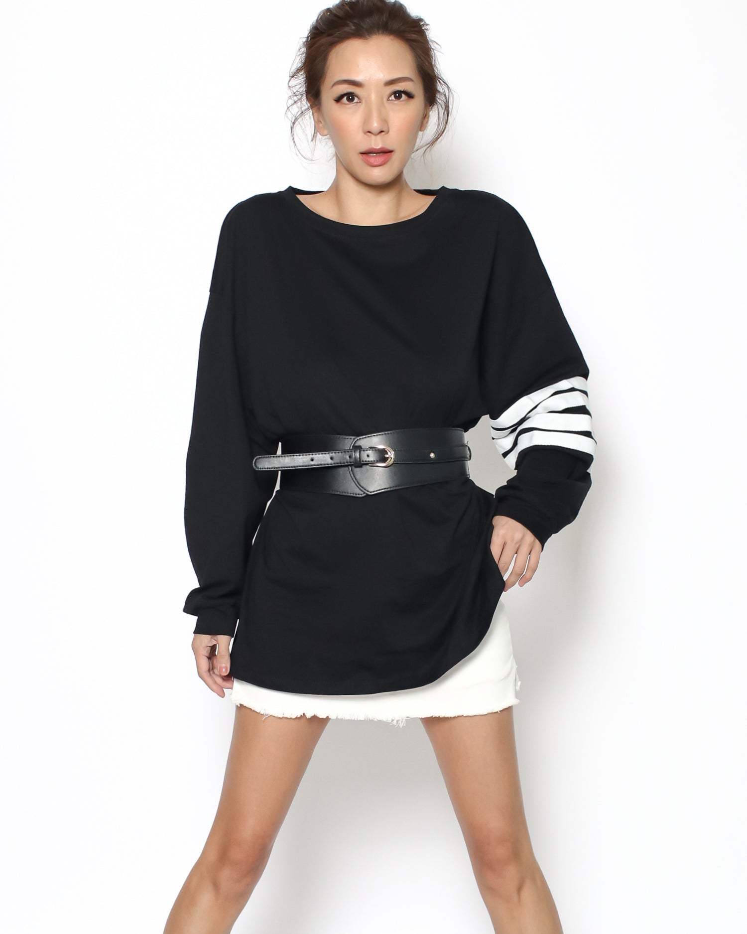 black PU leather stretch back wide belt *pre-order*