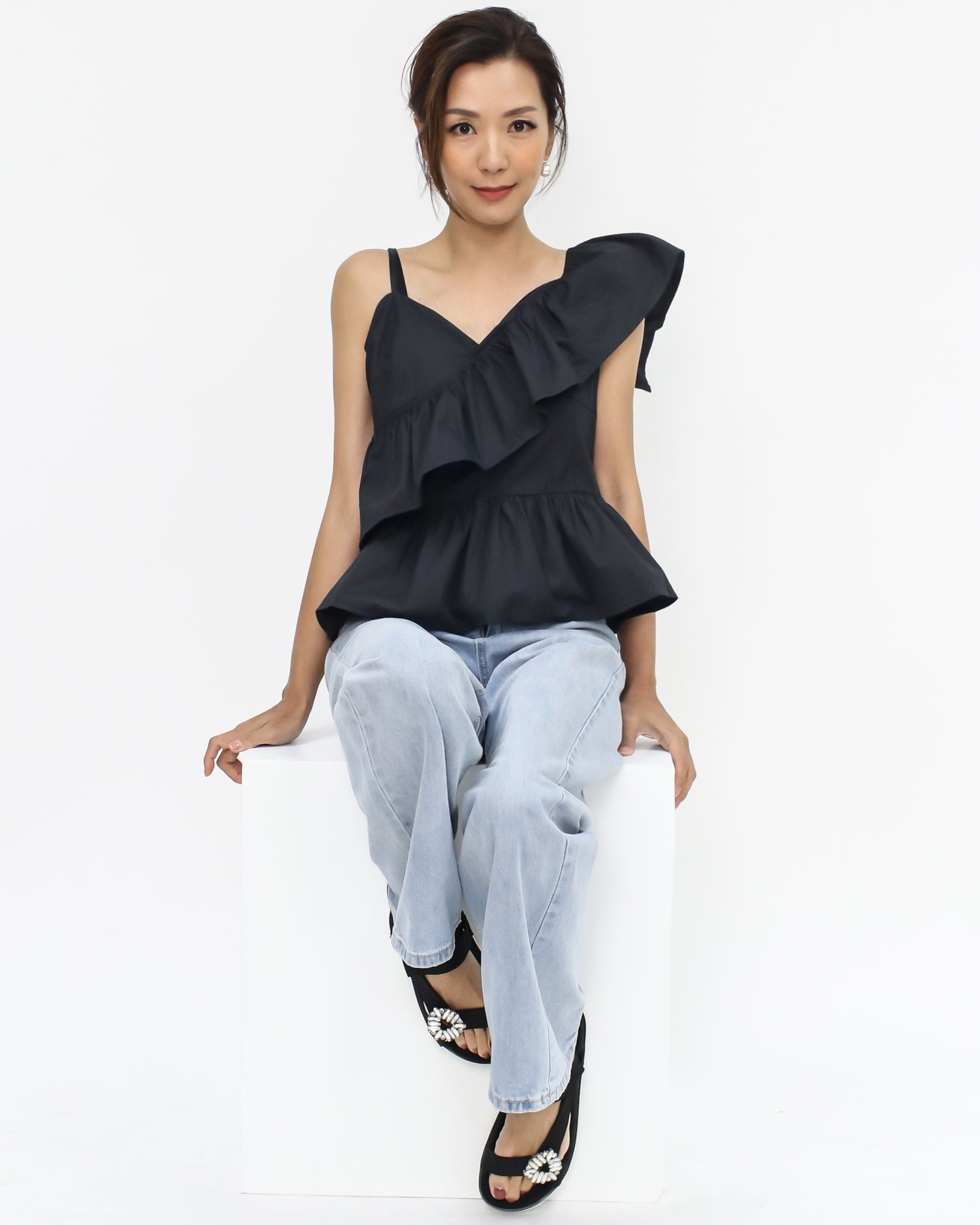 black ruffles shirt top *pre-order*