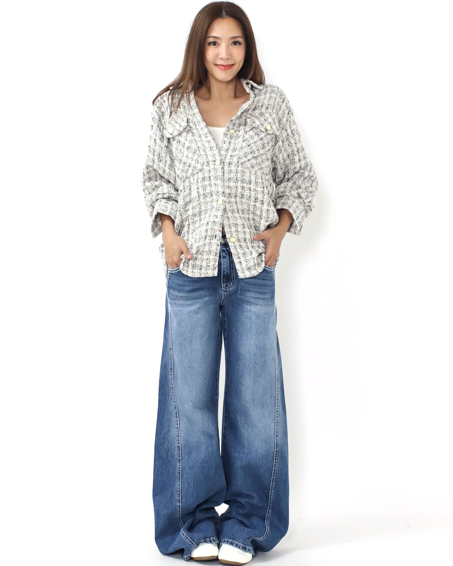 ivory & grey tweed shirt *pre-order*