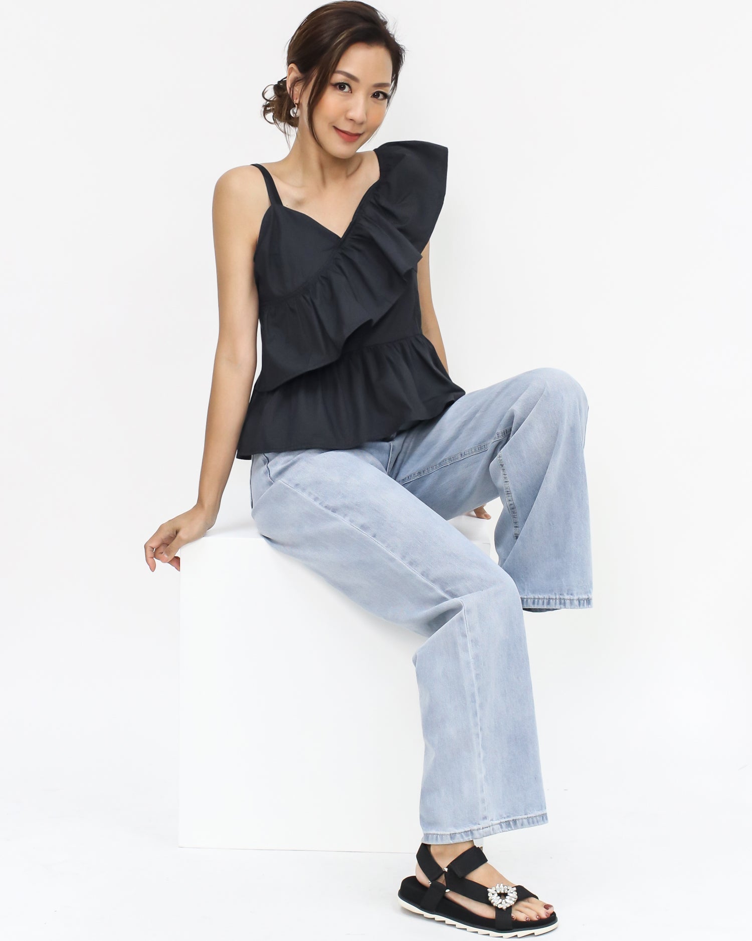 black ruffles shirt top *pre-order*