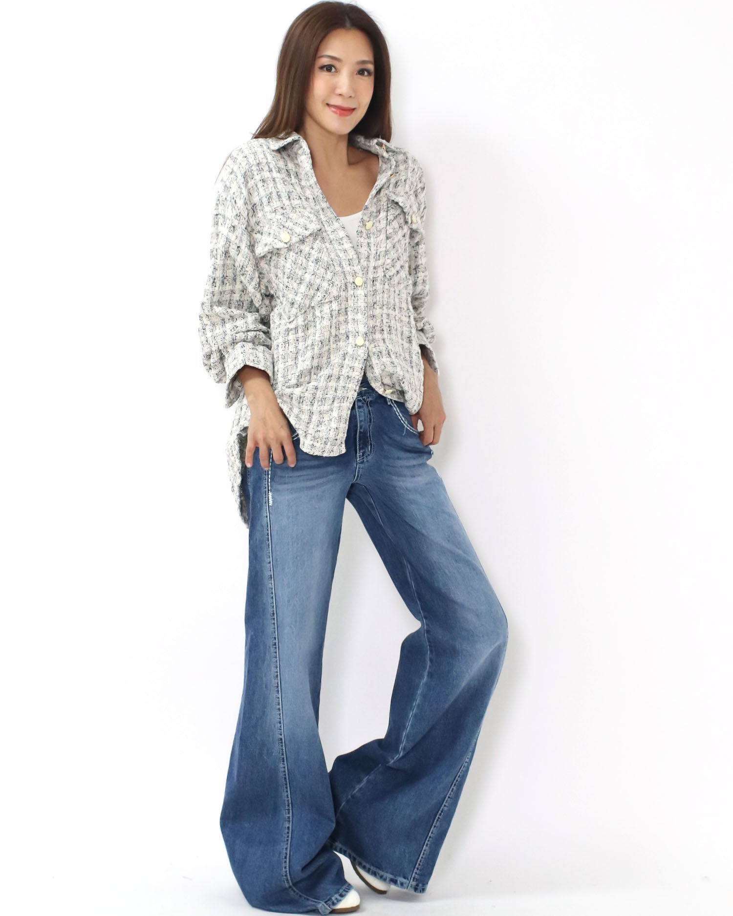 ivory & grey tweed shirt *pre-order*