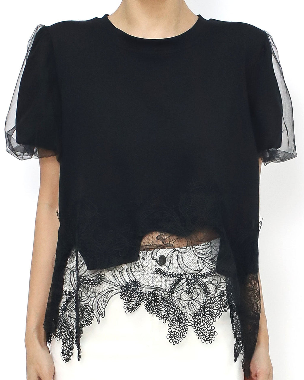 black mesh layer lace trim tee *pre-order*