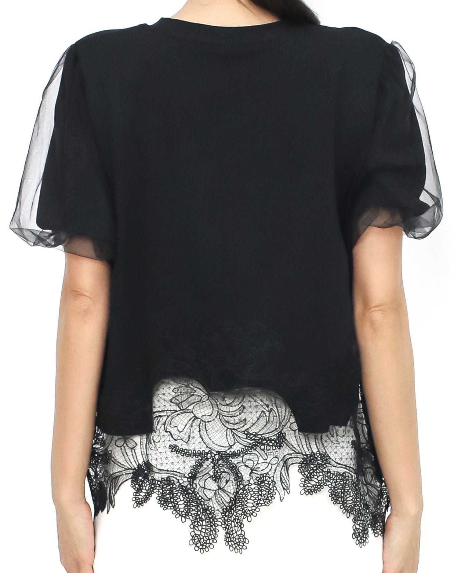 black mesh layer lace trim tee *pre-order*