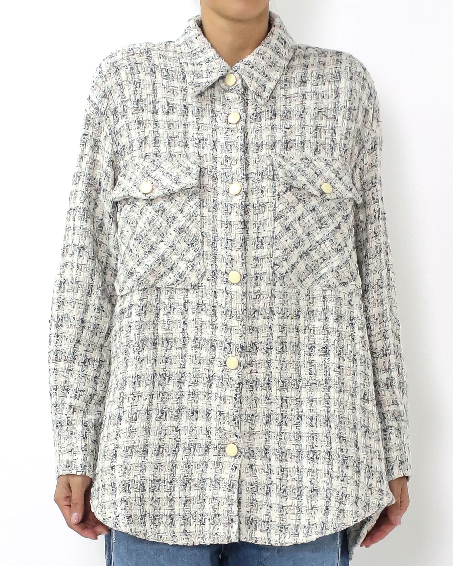 ivory & grey tweed shirt *pre-order*