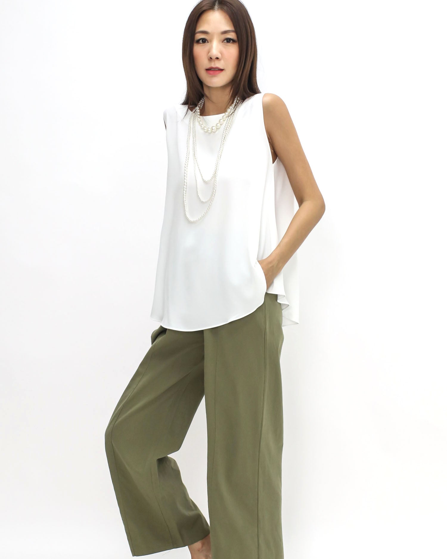 Ivory slinky flare vest