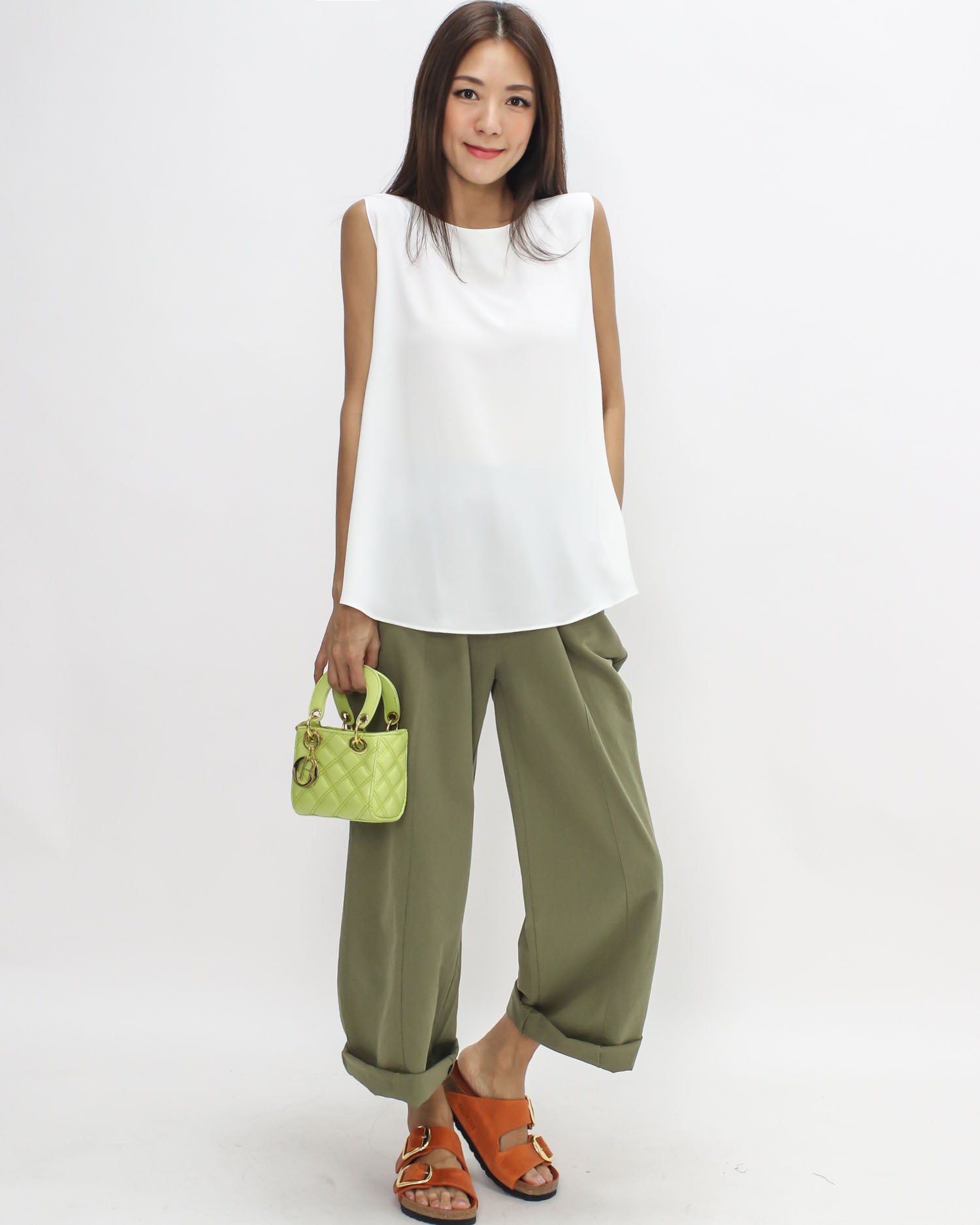 Ivory slinky flare vest