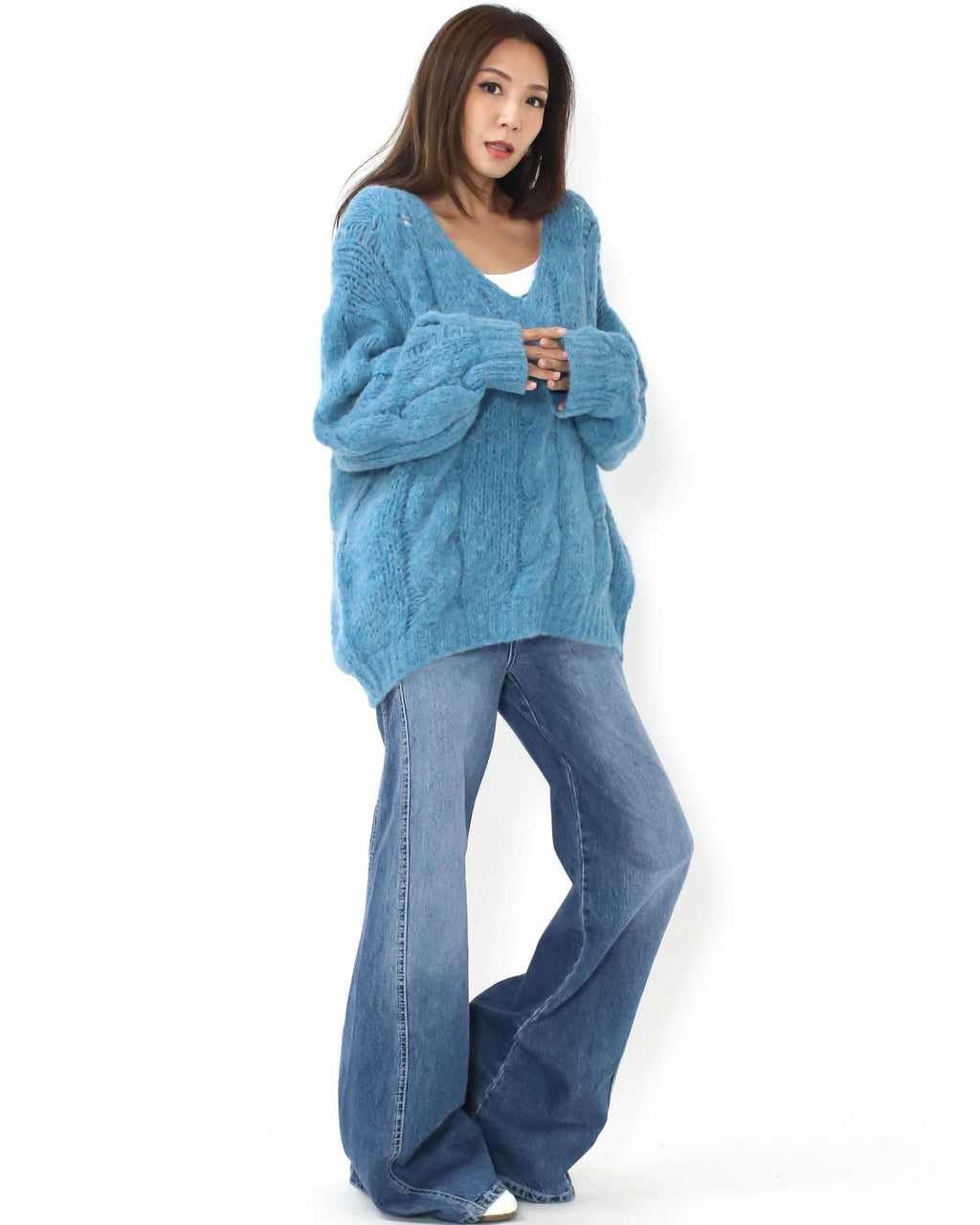 blue twisted knitted top *pre-order*