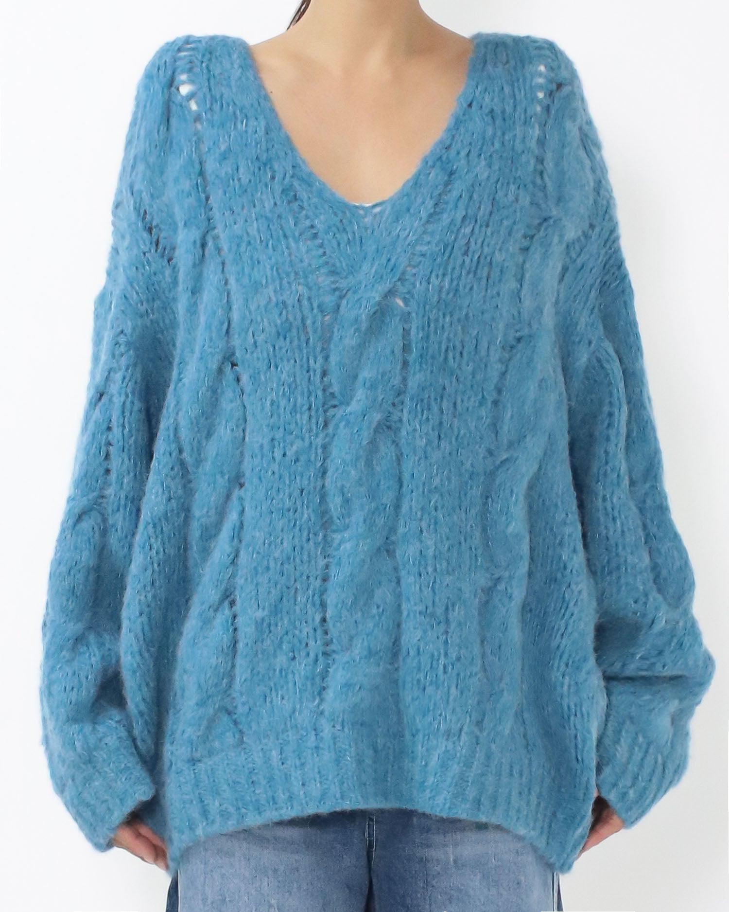 blue twisted knitted top *pre-order*