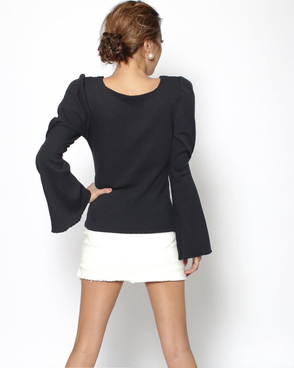 black bell sleeves ottoman top *pre-order*