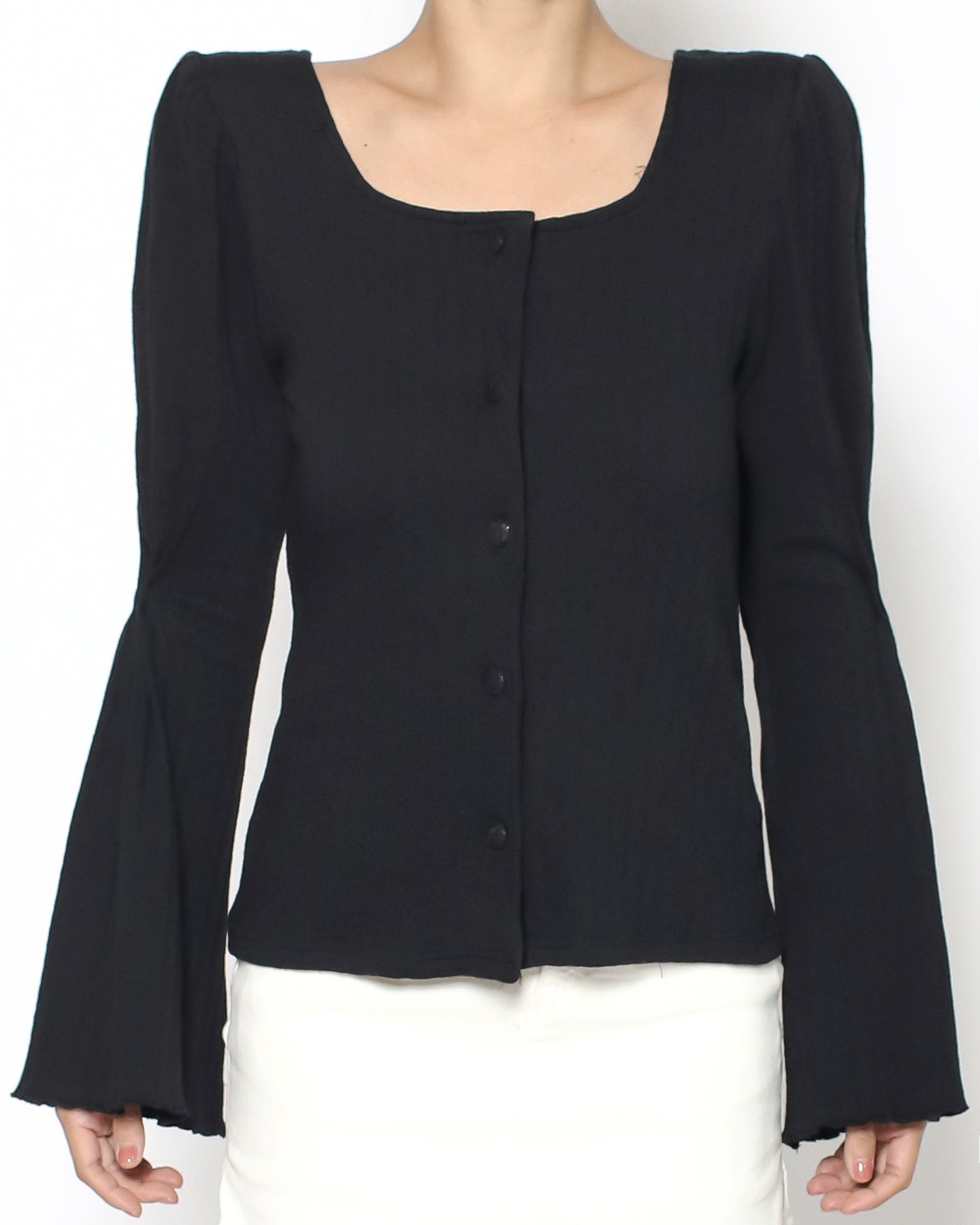 black bell sleeves ottoman top *pre-order*